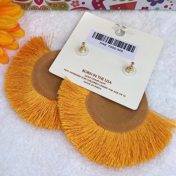 Large Boho Seed Bead Fan Tassel Post Drop Earrings - Picture 5 of 5